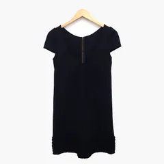 ジルスチュアート JILL STUART ワンピース 膝丈 Vネック 半袖 無地 フリル S ブラック 黒 /HT11