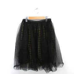 トゥデイフル TODAYFUL フレア スカート ひざ丈 チェック チュール ウエストゴム F ブラック イエロー 黒 黄 /TT26