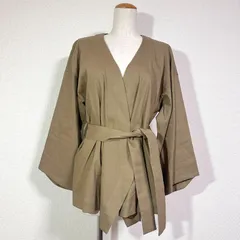 Deuxieme Classe 17SS Kallmeyer カルメイヤー リネンレーヨン ベルテッドノーカラージャケット ボタンレス 9分袖 羽織 ベージュ サイズ2 FREE相当のサムネイル