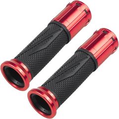 RYOTBASE バイク ハンドル グリップ アルミ スパイラル バーエンド 一体型 原付 スクーター オートバイ 汎用 左右セット チタン カスタム パーツ (レッド,  全長：137mm(内長120mm) x 直径)