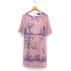 スーナウーナ Sunauna タグ付き フラワープリント ワンピース 5分袖 ロング丈 シフォン 38 M ピンク /FT23