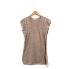 ビームスハート BEAMS HEART ニット ワンピース 半袖 ミニ ケーブル編み ベージュ /KT28