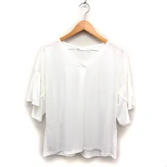 イッカ ikka クロスVネック カットソー Tシャツ 半袖 袖スリット 無地 M ホワイト 白 /FT3