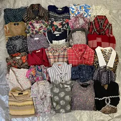 【T-102】古着　総柄まとめ　30枚セット　まとめ売り　メンズ　レディース　ミックス　ノーブランド中心　A〜Bランク