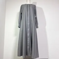 美品 SHIPS any 24FW 洗濯機可能 シャークピンタックAラインワンピース パールボタン バンドカラーシャツワンピース グレー FREE