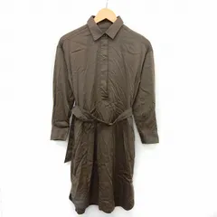 ナノユニバース nano universe ワンピース ブラウス 長袖 膝丈 ベルト紐 シンプル ポケット カーキ /ST9