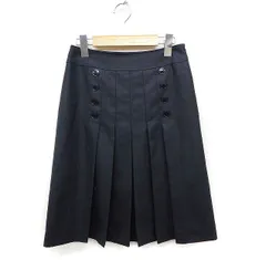 23区 オンワード樫山 プリーツ フレア スカート ひざ下丈 飾りボタン 36 ブラック 黒 /FT3