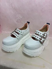 ♡新品未使用♡ 　23.5cm 　ヨースケ YOSUKE  　レディース 　厚底スニーカー　厚底ローカットスニーカー 　ストラップシューズ 8cm 厚底シューズ 靴　MY1422-446