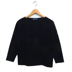 セントジェームス SAINT JAMES コットン Tシャツ カットソー 長袖 ボートネック 無地 M ブラック 黒 /FT34