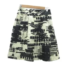 ジュディコレクション JUDY COLLECTION フレアスカート ひざ丈 38 M 黒 オフホワイト 総柄 /SY3 ■GY58