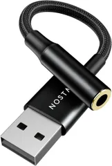 NOSTALSIC USB イヤホンジャック 変換アダプタ USB2.0 to 3.5mm 変換ケーブル 外付け サウンドカード DAC搭載 24bit/96KHz対応 4極 TRRS PS4 等適用 Windows/Mac (ブラック)