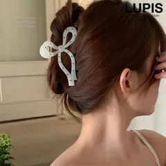 ヘアアクセサリー ヘアクリップ バンスクリップ リボン ドット ガーリー フェミニン 上品 バレエコア ルピス v2677