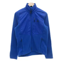 アディダス adidas フリースジャケット ジップアップ 切替 ロゴプリント M 青 ブルー /GV