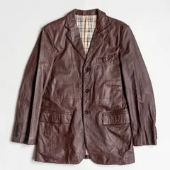 【最高級】BURBERRY BLACK LABEL【レザー テーラードジャケット】M  山羊革 バーバリーブラックレーベル 26020505