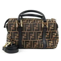 【超美品】FENDI フェンディ ズッカ柄 2WAYショルダー ハンドバッグ ミニボストン ブラウン系 ブランド鞄【UC84】