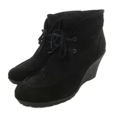 ダイアナ DIANA ショートブーツ 23.5cm シューズ ハイヒール ウェッジソール ヌバックレザー 本革 黒 ブラック /AE