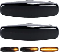 キッソス（ＫＩＳＳＯＳ） 日産 LED ウインカー 流星 シーケンシャル タイプ サイド マーカー ランプ フーガ スカイライン ムラーノ 汎用 社外品 左右セット (スモークレンズ)のサムネイル