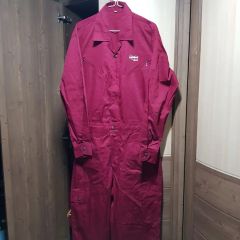 XL /新品/ バーガンディ オールインワン オーバーオール 作業着 /ワ220-ソ白