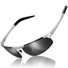 [QLASTIV] サングラス メンズ 運転用 【軽量・防水・UVカット】 偏光サングラス プレゼント スポーツ 釣り シルバー [シルバー]