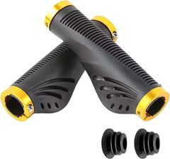 sakurawing 汎用 グリップ ハンドル 自転車 クロスバイク マウンテンバイク エルゴ 人間工学 滑り止め 通気性 左右セット ゴールド (gold,  ワンサイズ)