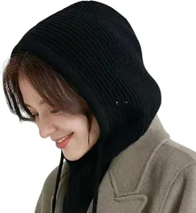 FARFADET バラクラバ ネックウォーマー 冬用 防寒 対策 防風 スキーマスク フェイスウォーマー フードウォーマー フード付き (ブラック)