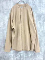 ■nano universe ナノユニバース バンドカラー ナイロン シャツ size縦L 横2XL/ベージュ ■◇ メンズ