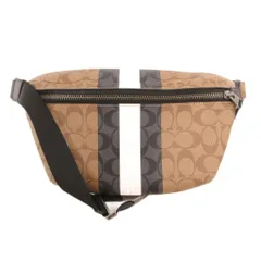 コーチ COACH 美品 シグネチャー ヴァーシティストライプ ベルトバッグ ボディバッグ ベージュ系 C3228 /UO