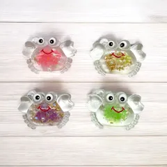 【4個セット】クリアカニチャーム レジン 金箔 ドライフラワー入り カラーランダム ハンドメイドパーツ pt-3055