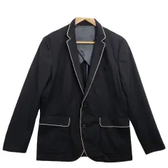 TK タケオキクチ パイピング ブラック コットン ジャケット M L ブラック コットン ジャケット