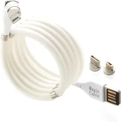 Magic Cable iPhone互換 iPhone互換端子 540X マグネット 充電ケーブル マジックケーブル 充電器 USB充電ケーブル マグネットケーブル マグネット式 TYPE 3.0 (a.540X-白0.9m,  0.9m)