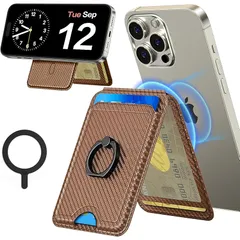 【新品】 MILPROX カードケース スマホスタンド カードホルダー ウォレットスタンド マグネット内蔵 磁気リング付き 縦横角度調節可能なスタンドカード 財布 3枚収納可能 iPhone 15 14 plus pro promax 13 se Xperia