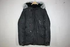 ポロジーン ブラック デニム フード ダウン アウター