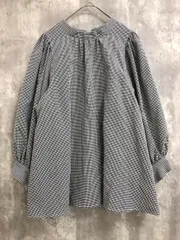 美品 DONOBAN ドノバン ギンガムチェック ボリューム袖 7分袖 シャツ sizeF/白×黒 ■◇ レディース