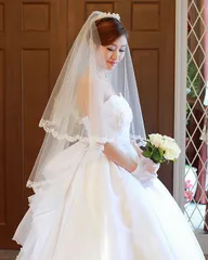 ウェディングベール リバーレースベール【エレナ】ミドル丈　トップボリュームアップ加工