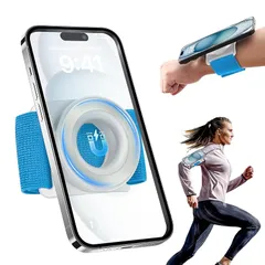 【新品】 TOPGOランニング スマホホルダー 手首 腕バンド(2本のバンド付き)【360°回転 & アップグレード版防落】マグネット式リストフォンホルダー、アームバンド型ランニング携帯スタンド、MagSafe対応 iPhone 16 Pro Max およ 1