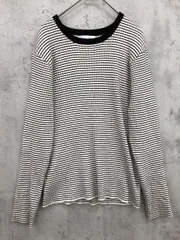 GLOBAL WORK グローバルワーク ボーダー メルティリブクルーネック プルオーバー sizeL/白ｘ黒 ■■ レディース