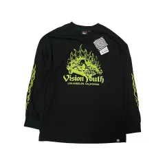 VISION STREET WEAR(ビジョンストリートウェア) グリーン フレイム ロングスリーブ Tシャツ