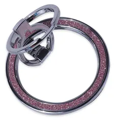 【新品】 スマート良品 Mag-Safe対応 スマホリング スタンド機能付き 二段折り式 360度回転 軽量 薄型 強力マグネット 吸着 おしゃれ キラキラ メタルリング付 iPhone Android対応 全機種対応 卓上スマホスタンド (シルバー＆ピン 0