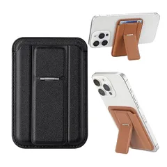 【新品】 [スマート良品] Mag-Safe対応 カードケース スマホスタンド 強力マグネット 落ちない設計 薄型 軽量 カード収納 iPhone 17 16 15 14 13 12 Pro Max mini Android対応 メタルリング付き (ブラッ 1