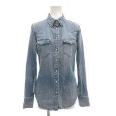 リーバイス Levi's ウエスタンシャツ デニム 長袖 XS ロゴ ライトインディゴ /AE