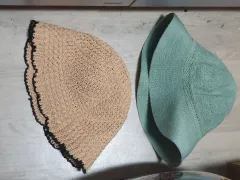 ニット バケットハット 帽子 ベージュ/ミント