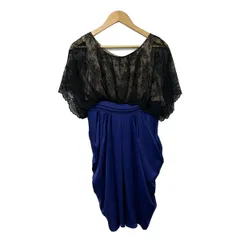 aimer(エメ) ワンピース サイズ9 M レディース美品  - 黒×ダークベージュ×ブルー ラウンドネック/半袖/ひざ丈/レース/異素材切替