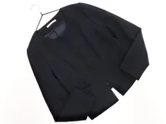 NATURAL BEAUTY BASIC ナチュラルビューティーベーシック ラメ ノーカラー ジャケット sizeS/紺 ■◇ レディース