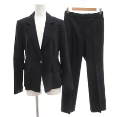 スキャパ SCAPA セットアップ スーツ テーラードジャケット パンツ 38 シルク混 背抜き シングル ストライプ 紺 ダークネイビー /AE