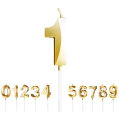 【特価セール】バースデー ナンバー キャンドル ロウソク 誕生日 3Dシェイプバースデーケーキ ダイヤモンドキャンドル数字型 高級 ろうそく おしゃれ 記念日 ルウエディングパーティー卒業パーティー (ゴールド 番号1)