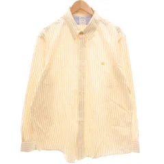 ブルックスブラザーズ BROOKS BROTHERS 美品 長袖 ボタンダウンシャツ ストライプ XL 黄色 白 ホワイト /YJ ■YHS15