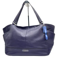 極美品　COACH コーチ　トートバッグ　肩掛け　レザー　ネイビー　本革