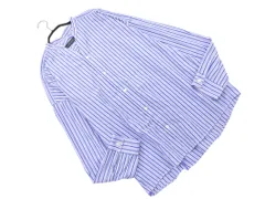 nano universe ナノユニバース ストライプ シャツ sizeM/白ｘ青 ■◇ メンズ