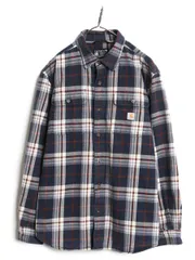 【お得なクーポン配布中!】 US企画 カーハート チェック ヘビー フランネル シャツ メンズ L ワーク ネルシャツ コットン 長袖シャツ マルチカラー ワンポイント 廃盤