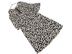 NATURAL BEAUTY ナチュラルビューティー Vネック ベルスリーブ 総柄 ドット ワンピース size38/黒 ■◇ レディース